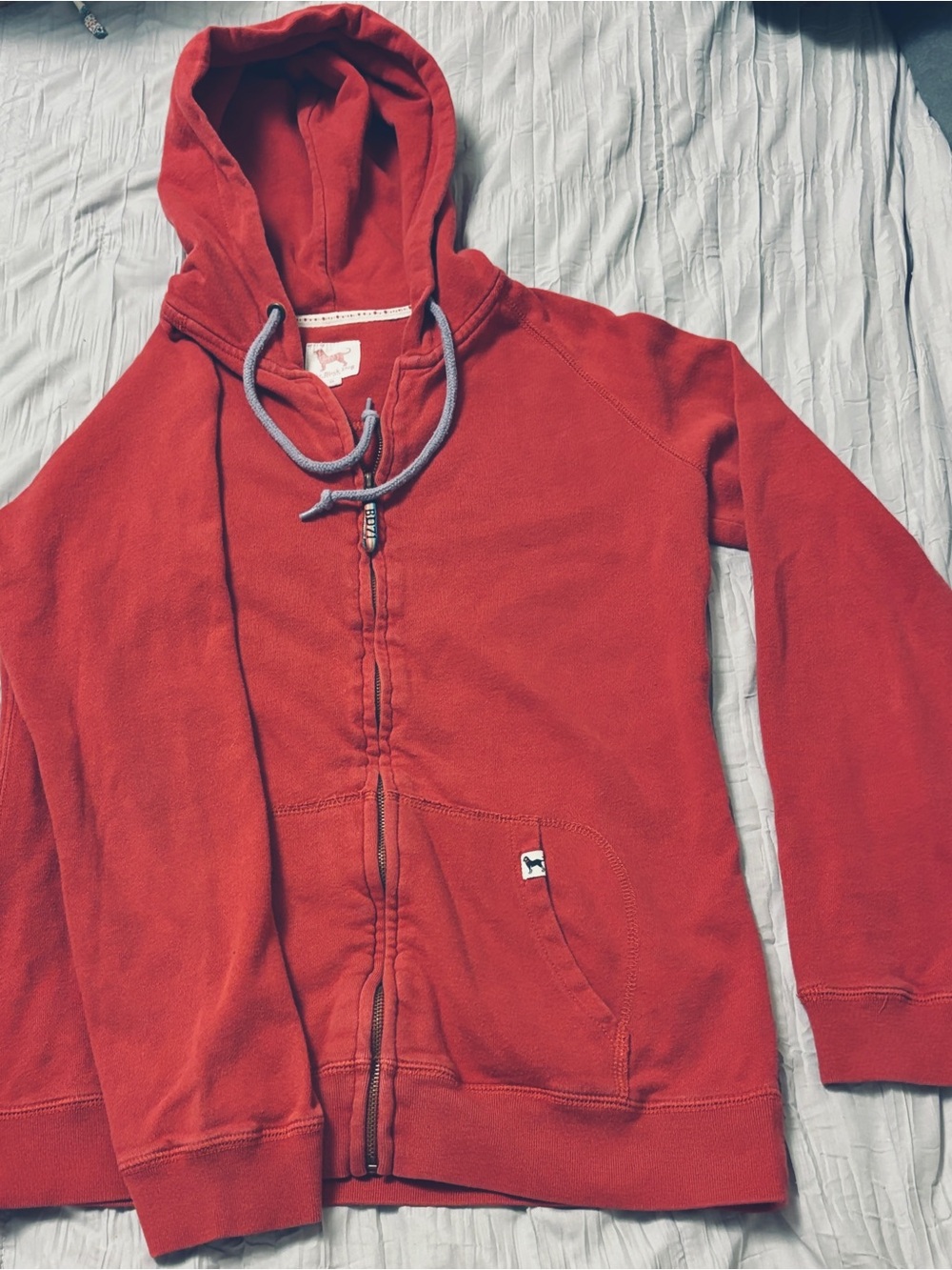 The Black Dog red zip-up hoodie